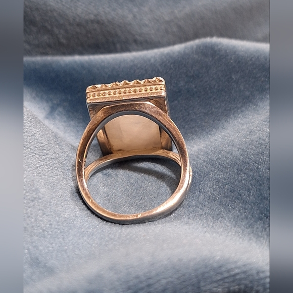Moonstone Square Statement Ring Size 7 Sterling Silver 925 Big Stone Split Band - Picture 7 of 16